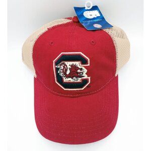 Trucker Hat South Carolina Gamecocks Adjustable Red Beige Mesh Strap Back One Sz